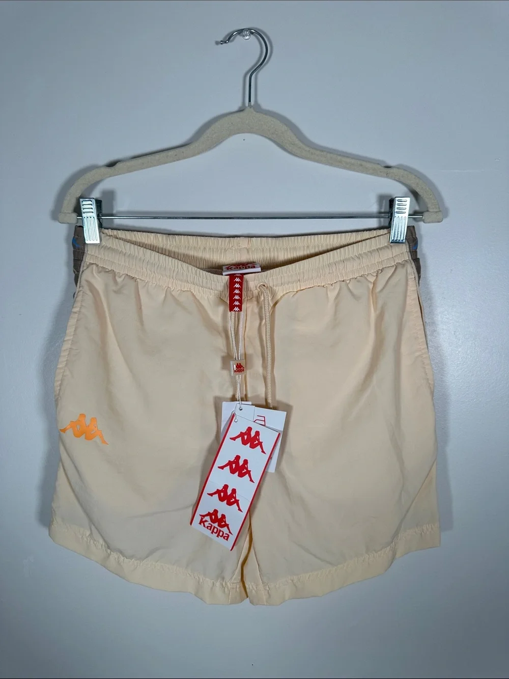 Kappa Mens Swim Shorts M Beige Logo Lightweight Drawstring Summer Beach NWT